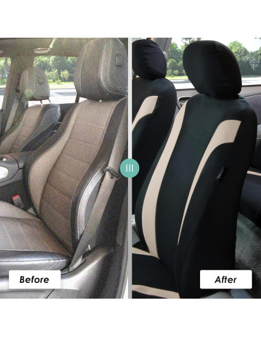 Fundas de Asiento de Coche FH Group Beige y Negro Juego Completo