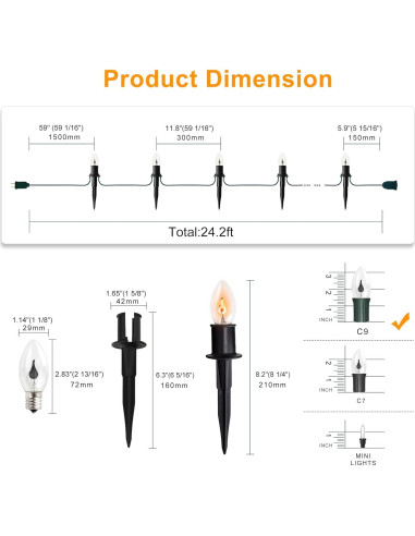 Luces de Cuerda de Llama Parpadeante C9 Beauty World 7.37m