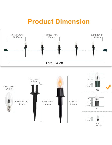 Luces de Cuerda de Llama Parpadeante C9 Beauty World 7.37m