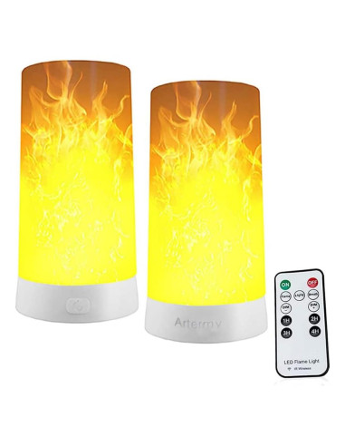 Luz LED Efecto Llama Artermy, 2 Bombillas Recargables USB