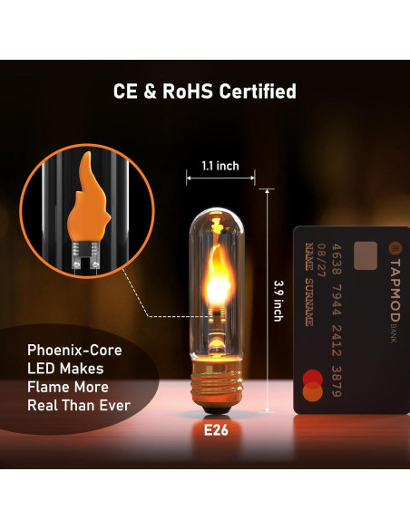 Bombillas LED de Llama Hompavo - Paquete de 2, 3W, E26