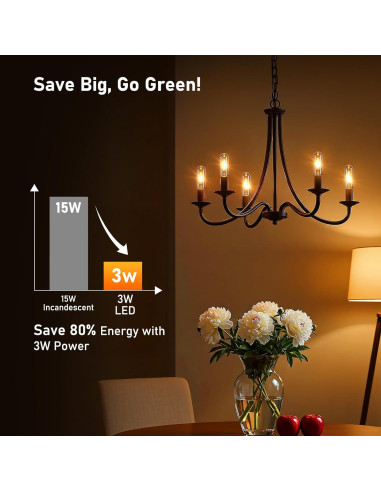 Bombillas LED de Llama Hompavo - Paquete de 2, 3W, E26