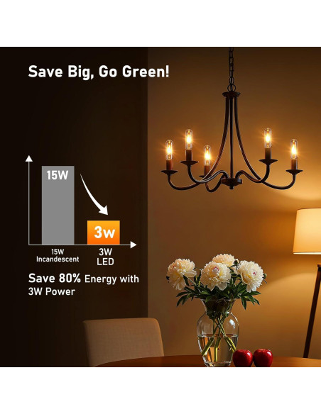 Bombillas LED de Llama Hompavo - Paquete de 2, 3W, E26