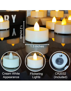 Paquete de 36 Velas LED Sin Llama Jingtech 3.81 cm Duraderas 2