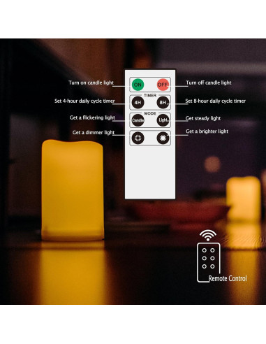 Vela LED de Pilar a Prueba de Agua Jingtech 7.62x10.16cm con Control Remoto