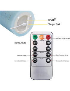 Juego de 3 Velas LED Recargables Haitanghua Azul Cielo 2