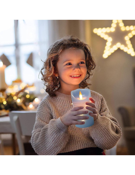 Juego de 3 Velas LED Recargables Haitanghua Azul Cielo