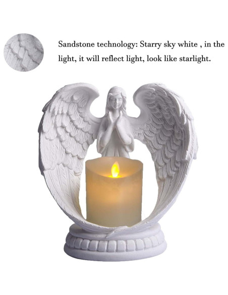 Estatua de Ángel de Arenisca Blanca Carefree Fish 6" LED