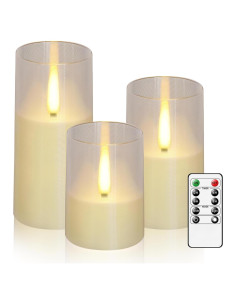 Velas LED sin llama Kayleemia con control remoto 7,62 cm