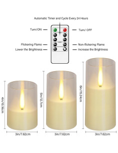 Velas LED sin llama Kayleemia con control remoto 7,62 cm 2