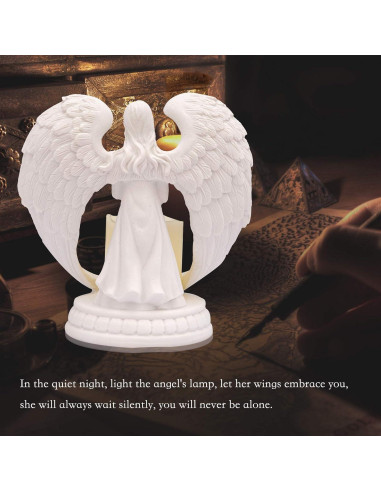 Estatua de Ángel de Arenisca Blanca Carefree Fish 6" LED