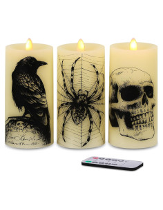 Set de 3 Velas LED Halloween Eldnacele con Control Remoto