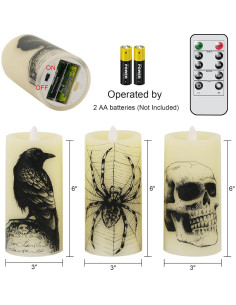 Set de 3 Velas LED Halloween Eldnacele con Control Remoto 2