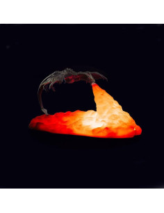 Lámpara 3D Dragón de Fuego HGomx Luz LED Carga USB Plata 2