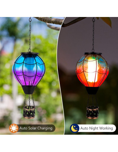 Linterna Solar de Globo Aerostático YELENEW 15x47cm Impermeable