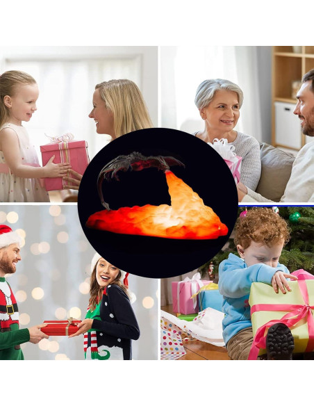 Lámpara 3D Dragón de Fuego HGomx Luz LED Carga USB Plata