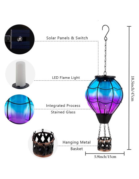 Linterna Solar de Globo Aerostático YELENEW 15x47cm Impermeable