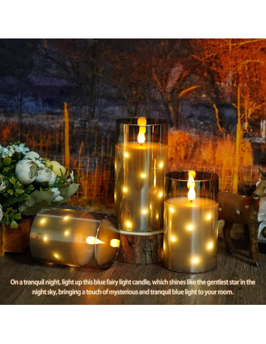 Candelas LED sin llama Thorbling, 3 piezas gris, temporizador