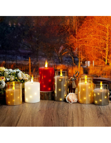 Candelas LED sin llama Thorbling, 3 piezas gris, temporizador