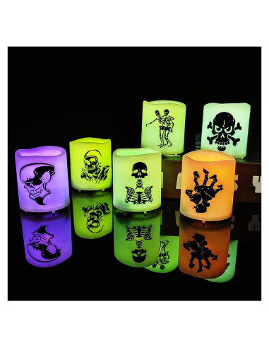 Paquete de 6 Velas Votivas LED Halloween Jingtech 3.81x4.45cm