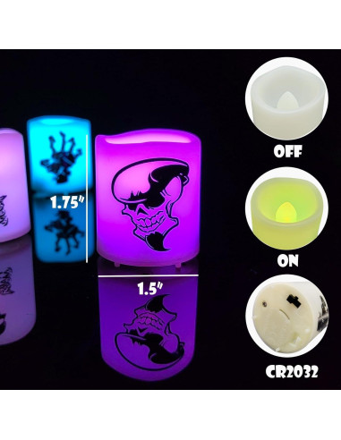 Paquete de 6 Velas Votivas LED Halloween Jingtech 3.81x4.45cm