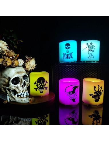 Paquete de 6 Velas Votivas LED Halloween Jingtech 3.81x4.45cm