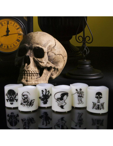 Paquete de 6 Velas Votivas LED Halloween Jingtech 3.81x4.45cm