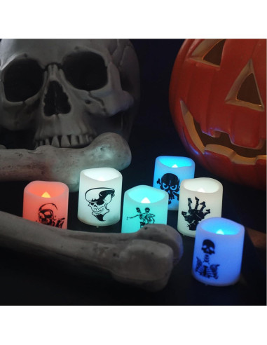 Paquete de 6 Velas Votivas LED Halloween Jingtech 3.81x4.45cm