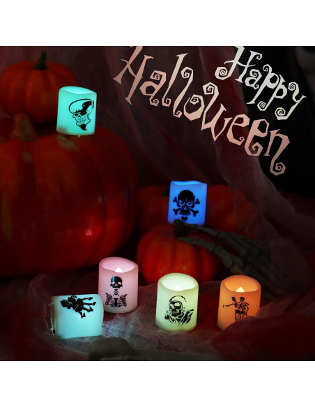 Paquete de 6 Velas Votivas LED Halloween Jingtech 3.81x4.45cm
