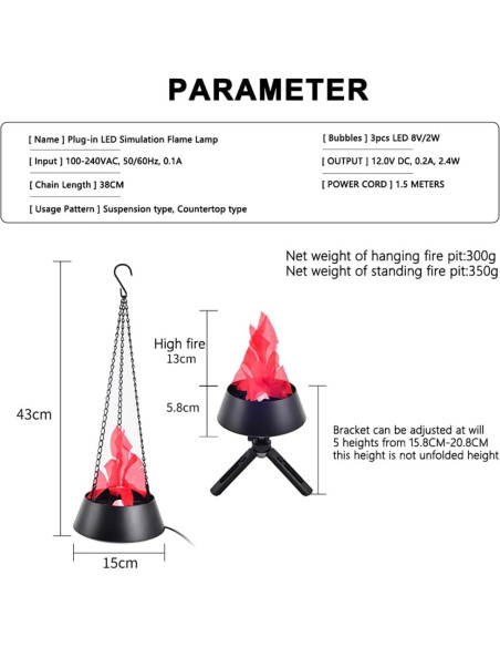 Luz LED Efecto Llama Falsa 3D Snatlly para Decoración