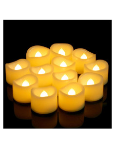 Juego de 12 Velas LED Sin Llama Jingtech 3.81 cm Ámbar