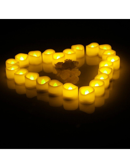 Juego de 12 Velas LED Sin Llama Jingtech 3.81 cm Ámbar