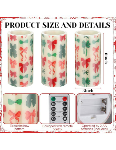 Hortsun Velas LED Sin Llama 3 Pcs con Control Remoto 15.24 cm