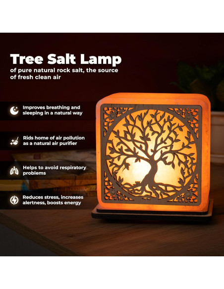Lámpara de Sal del Himalaya DENOCH 15 cm - Purificador de Aire