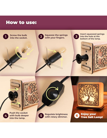 Lámpara de Sal del Himalaya DENOCH 15 cm - Purificador de Aire