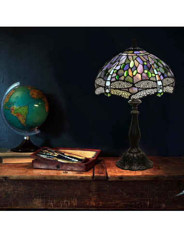 Lámpara de Mesa Tiffany Fumat Dragón Azul 30.48cm LED E26