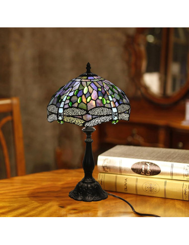 Lámpara de Mesa Tiffany Fumat Dragón Azul 30.48cm LED E26