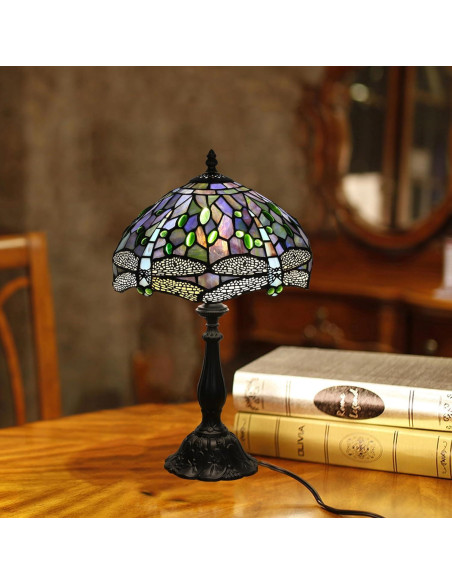 Lámpara de Mesa Tiffany Fumat Dragón Azul 30.48cm LED E26