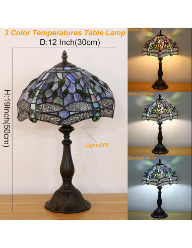 Lámpara de Mesa Tiffany Fumat Dragón Azul 30.48cm LED E26