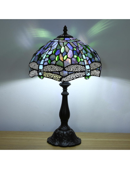 Lámpara de Mesa Tiffany Fumat Dragón Azul 30.48cm LED E26
