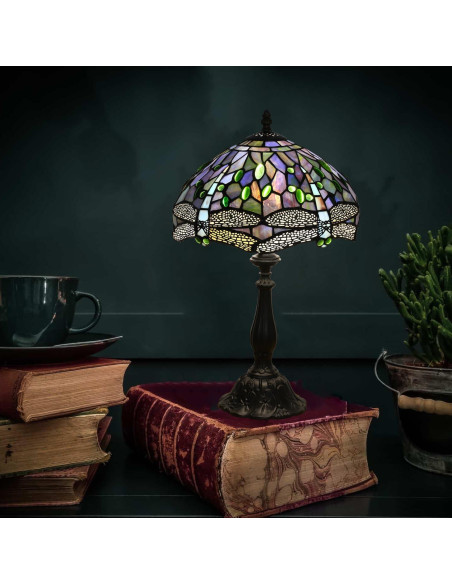 Lámpara de Mesa Tiffany Fumat Dragón Azul 30.48cm LED E26