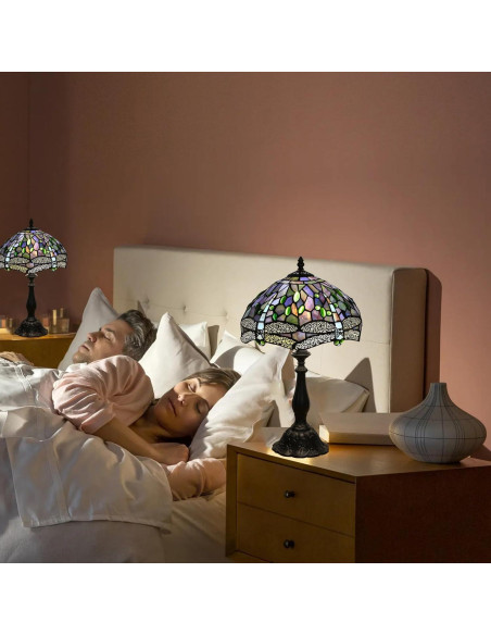 Lámpara de Mesa Tiffany Fumat Dragón Azul 30.48cm LED E26