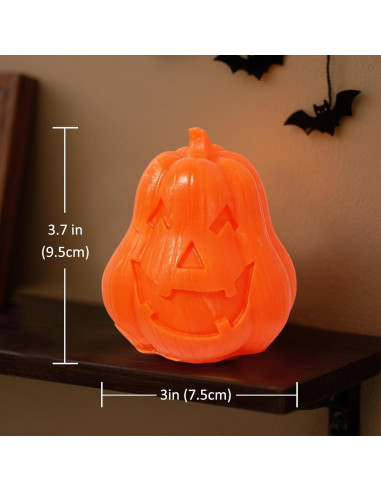 2 Velas LED Sin Llama Calabaza con Control Remoto - Decoración Halloween