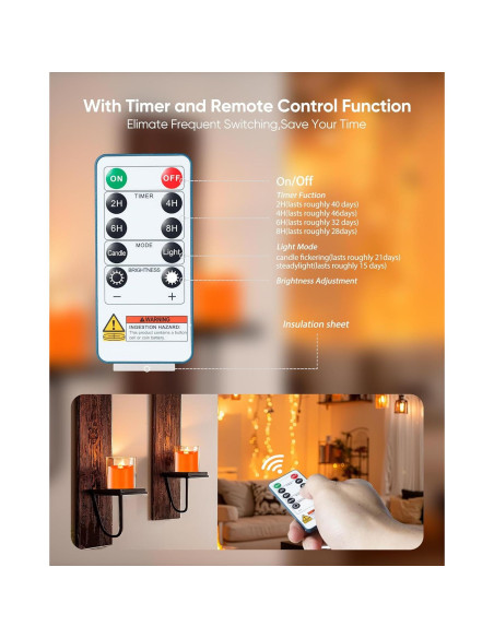Homemory 12 Velas LED Sin Llama Naranja con Control Remoto