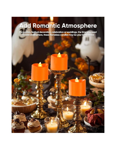 Homemory 12 Velas LED Sin Llama Naranja con Control Remoto