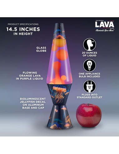 Lámpara de Movimiento LAVA Original 14.5" Púrpura y Amarilla