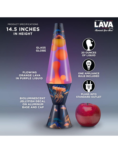 Lámpara de Movimiento LAVA Original 14.5" Púrpura y Amarilla
