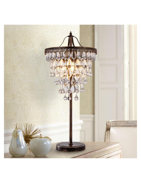 Lámpara de Mesa de Cristal Tochic 3 Luces Regulable 72 cm