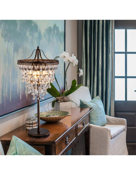 Lámpara de Mesa de Cristal Tochic 3 Luces Regulable 72 cm