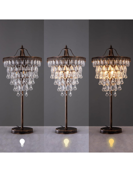 Lámpara de Mesa de Cristal Tochic 3 Luces Regulable 72 cm